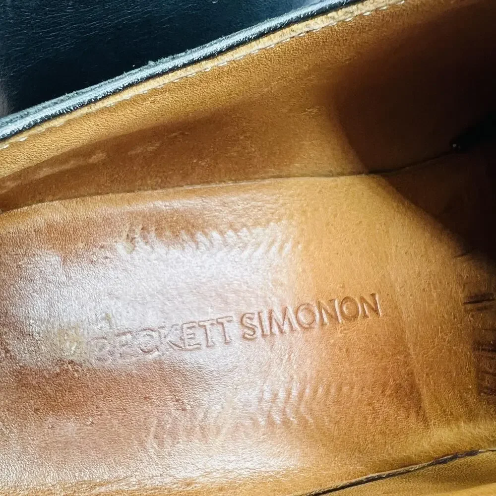 Beckett Simonon Shoes Mens 9 Black Leather Cap Toe Oxford Dress Handmade Classic